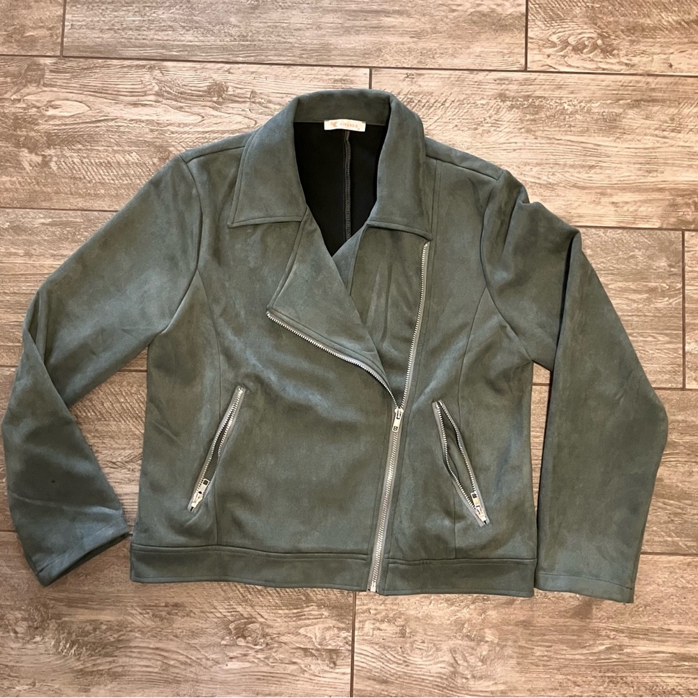 Stylish Olive Suede Jacket for Women
